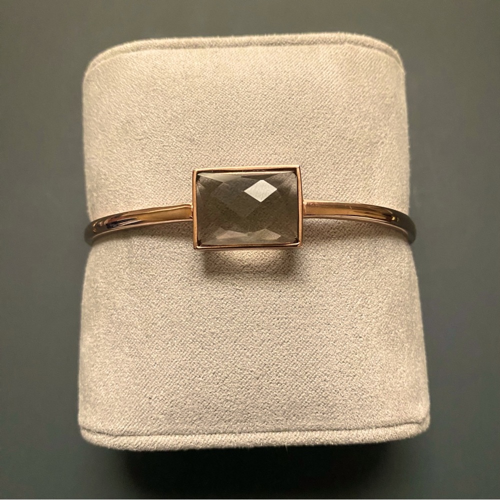 Rose Gold and Brown Quartz Bangle with security chain